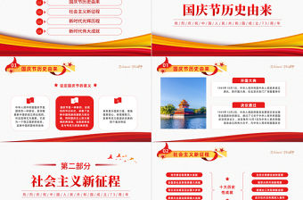 2022喜迎國慶禮贊中國PPT紅色簡約大氣風熱烈慶祝中華人民共和國成立73周年專題黨課課件模板