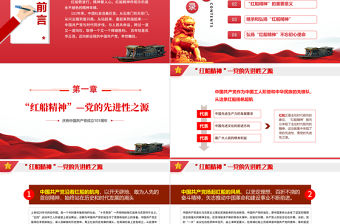 紅船精神的時代意義PPT紅色黨建風熱烈慶祝中國共產黨建黨101周年專題黨課課件模板