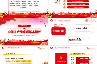 2022二十大黨章的30個重要修改PPT紅色精美黨政風(fēng)學(xué)習(xí)宣傳貫徹黨的二十大精神專題黨課課件模板