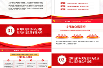 群眾滿意度黨課PPT紅色黨政風(fēng)2022年度積極踐行群眾路線全面提升群眾滿意度專題黨性教育課件模板