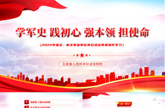 中國人民解放軍軍史PPT黨政大氣風熱烈慶祝中國人民解放軍建軍95周年專題黨課課件模板