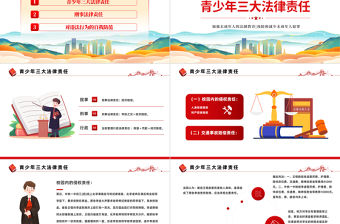 2022青少年普法宣傳教育PPT國潮風風青少年普法宣傳教育主題班會課件模板下載