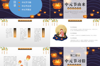 2022中元節PPT卡通風中元節科普課件模板