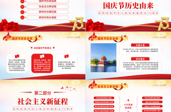 2022中國正青春PPT紅色大氣熱烈慶祝中華人民共和國成立73周年國慶專題黨課課件