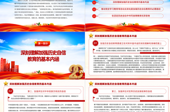 2022加強(qiáng)歷史自信教育書寫優(yōu)異時代答卷PPT紅色大氣黨政風(fēng)黨員干部學(xué)習(xí)教育專題黨課