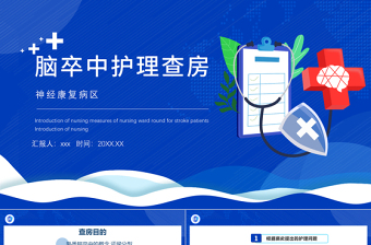 2022神經(jīng)康復病區(qū)腦卒中的護理查房PPT清新簡約風護理查房通用PPT