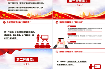 黨紀(jì)學(xué)習(xí)教育中的“四種形態(tài)”P(pán)PT紅色創(chuàng)意黨內(nèi)監(jiān)督執(zhí)紀(jì)的四種方式黨課