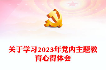 關于學習2023年黨內主題教育心得體會