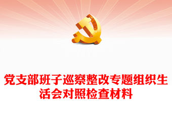 黨支部班子巡察整改專題組織生活會對照檢查材料