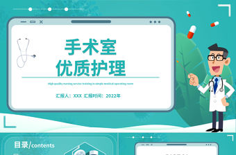 2022手術室優質護理PPT清新簡約醫學護理通用PPT