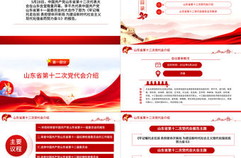 紅色黨建風中國共產黨山東省第十二次代表大會專題黨課PPT課件模板
