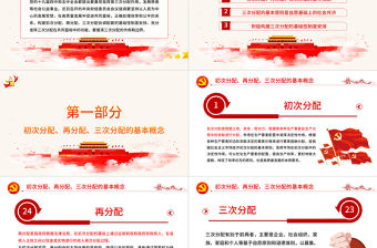 2021三次分配的作用和邊界PPT紅色簡約風三次分配的基本概念以及如何促進共同富裕黨課課件