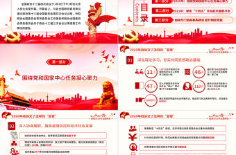 紅色大氣黨建風認真貫徹落實2021全國兩會全國政協常委會工作報告重點內容第十三屆全國人大第四次會議PPT