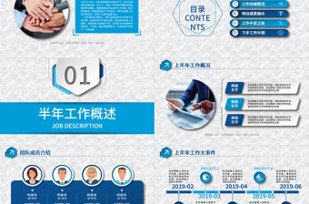 2020藍色簡約大氣年中總結PPT模板