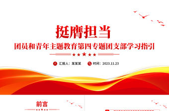 2023挺膺擔當團課PPT團員和青年主題教育第四專題團支部學習指引課件