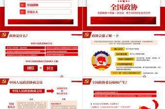 2023全國兩會是個什么會兩會知識手冊PPT簡潔大氣風兩會知識手冊主題黨課課件模板