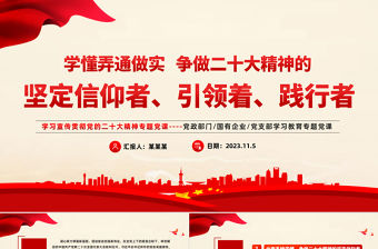 學習宣傳貫徹黨的二十大精神PPT簡約精美2023黨員學習教育專題黨課課件模板
