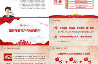 2023心懷責(zé)任勇于擔(dān)當(dāng)PPT紅色簡(jiǎn)潔發(fā)揮先鋒模范作用爭(zhēng)做合格黨員同心共筑中國(guó)夢(mèng)黨課課件模板下載