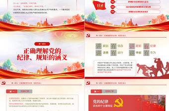 嚴守紀律規矩PPT紅色精美做新時代合格的共產黨員廉潔教育黨課下載