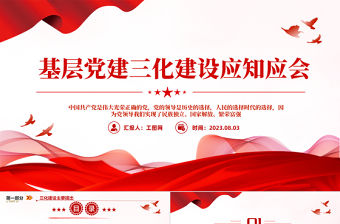 2023基層黨建三化建設應知應會PPT大氣精美風黨員干部學習教育專題黨課課件模板