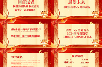 2024龍年年會PPT中國紅精美龍年大吉年終答謝晚會員工表彰頒獎盛典模板