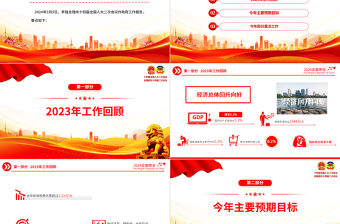 極簡版2024政府工作報告PPT大氣華美學習貫徹全國兩會精神黨課下載