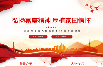 弘揚(yáng)嘉庚精神厚植家國情懷PPT精美簡潔紀(jì)念陳嘉庚先生誕辰150周年微課堂