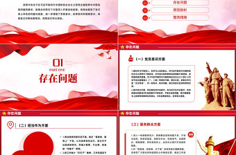 2023主題教育民主生活會PPT大氣紅色黨員干部開展自檢自查及整改措施黨課課件
