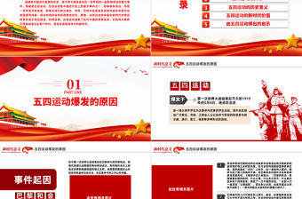 2023五四運動的新時代意義PPT紅色黨政風紀念五四運動五四青年節專題團課課件模板