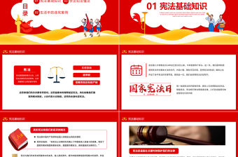 憲法普法知識宣傳PPT精美簡潔憲法基礎知識及生活中的違憲案例模板下載