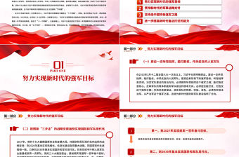 貫徹新時代黨的強軍思想加快把人民軍隊建成世界一流軍隊PPT紅色創意習近平強軍思想課件下載