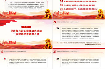 培養(yǎng)造就大批德才兼?zhèn)涞母咚刭|(zhì)人才PPT精美大氣學習語系列黨課課件