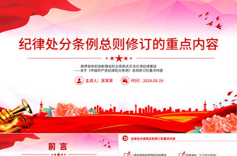 精美大氣2024紀律處分條例總則修訂的重點內容PPT微黨課下載