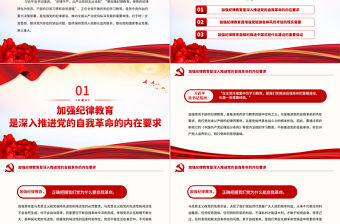 加強黨的紀律教育推進全面從嚴治黨PPT簡約風全黨開展黨紀學習教育工作課件模板