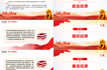 2024黨的六大紀律PPT紅色簡潔關于新修訂的《中國共產黨紀律處分條例》微黨課