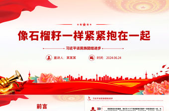 像石榴籽一樣緊緊抱在一起PPT紅色精美總書記關于民族團結進步的重要論述課件