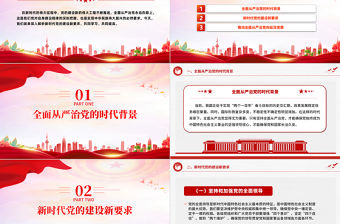 全面從嚴治黨永遠在路上PPT紅色黨政風深入解析新時代黨的建設新要求