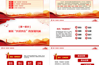 踐行四講四有做合格黨員PPT紅色創意黨員干部學習課件