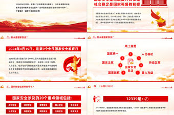 維護國家安全人人有責PPT紅色黨政風2024全民國家安全教育日宣傳黨課學習課件