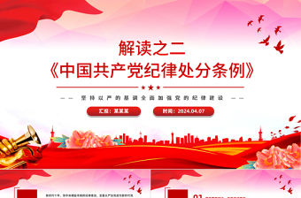 《中國共產黨紀律處分條例》解讀之二PPT簡潔大氣全面加強黨的紀律建設課件