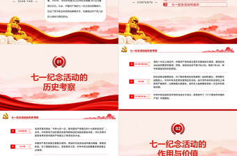 七一紀(jì)念活動(dòng)的由來及啟示PPT大氣簡潔黨史學(xué)習(xí)教育黨課