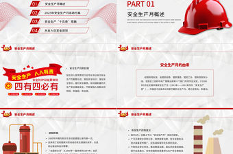 2023安全月PPT紅色創意人人講安全個個會應急安全生產月宣傳課件模板