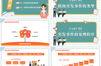 2022班級突發(fā)事件處理流程PPT卡通風新教師入職培訓課程專題課件模板