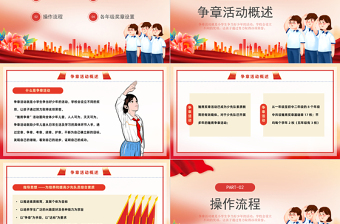 2023少先隊(duì)爭章活動(dòng)方案PPT紅色卡通風(fēng)少先隊(duì)爭章活動(dòng)方案課件模板