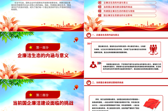 2024廉潔廉政構(gòu)建國企廉潔生態(tài)PPT紅色簡潔營造國企清風正氣良好氛圍下載