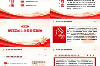 新四軍精神PPT紅色簡潔傳承新四軍革命精神凝成新時代奮進力量黨史學習黨課