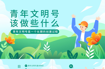 2023青年文明號(hào)該做些什么PPT卡通風(fēng)青年文明號(hào)主題班會(huì)課件模板下載