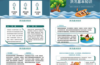 2023防洪知識培訓PPT卡通插畫風雨季防洪防汛基本知識培訓課件模板下載