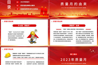 2023落實質量強國戰略推動質量效益提升PPT精美黨政風9月全國質量月重點內容學習解讀課件模板下載