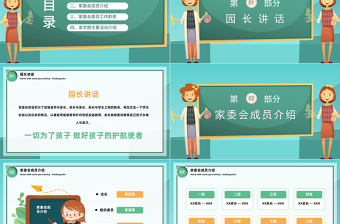 2023家委會會議培訓PPT卡通風幼兒園家園配合家委會培訓主題課件模板下載
